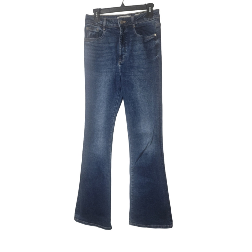 ZARA TRF HIGH WAIST WIDE LEG Dark Wash Jeans Size 6